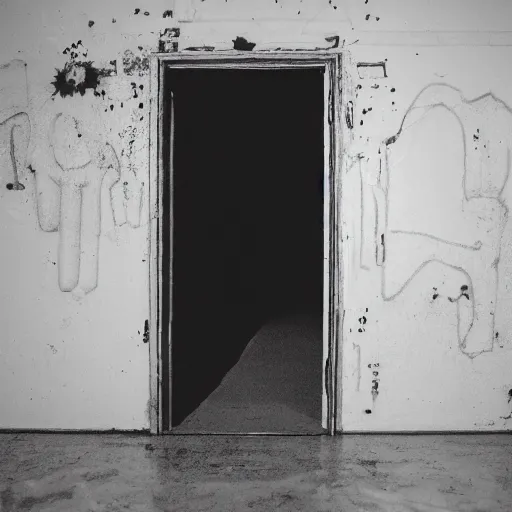 Image similar to door in a dimly lit creepy room, liminal space, greg rutkowksi and tooth wu