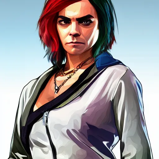 Prompt: Cara Delavigne as a GTA V character