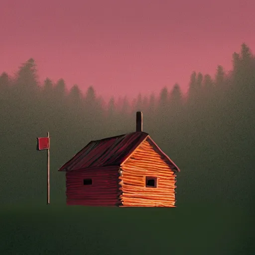 Image similar to a cabin on a hilltop, by alex andreev, landscape, high contrast, digital