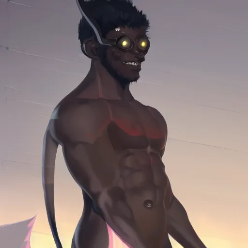 Image similar to a cyclops demon with black skin, highly detailed, digital painting, artstation, matte, by makoto shinkai, animation style