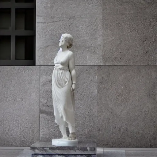 Image similar to greek marble stature of angela merkel, high defenition photo, cinematic lighting