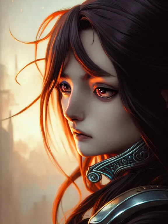 Image similar to close up picture of a female warden of time, bored, coveted, beautiful and aesthetic, intricate, unreal engine, messy hair, highly detailed, detailed face, smooth, sharp focus, chiaroscuro, manga illustration, artgerm, greg rutkowski, ilya kuvshinov, rossdraws, alphonse mucha, young adult light novel cover art