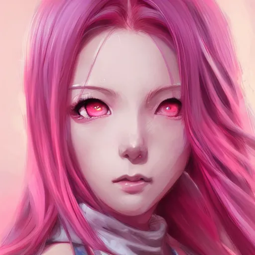 Image similar to anime girl, pink hair, gorgeous, amazing, elegant, intricate, highly detailed, digital painting, artstation, concept art, sharp focus, illustration, art by Ross tran