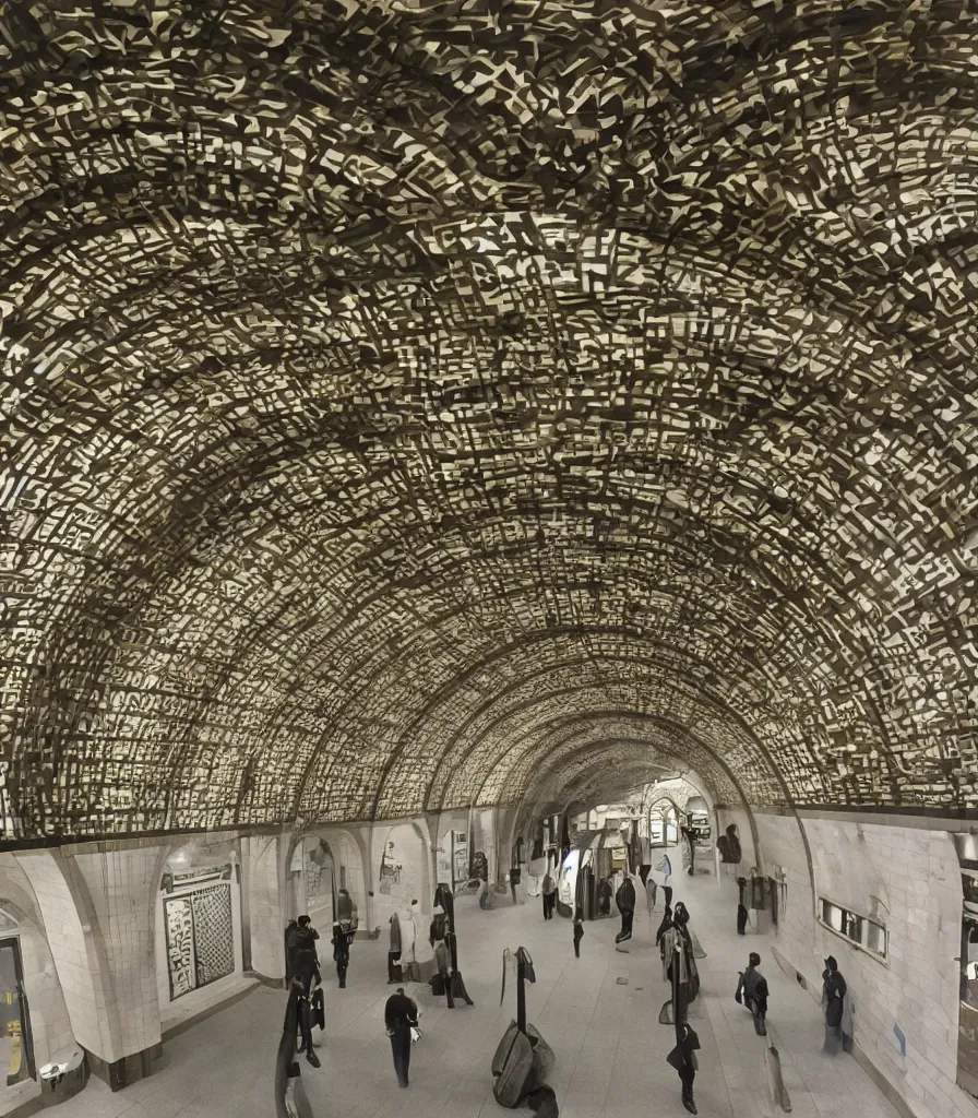 Image similar to a subway station, station space, art nouveau, subway station design. by hector guimard ， trending ，
