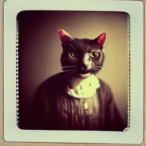 Prompt: “ a polaroid picture of a bloody zombie cat, rembrandt lighting, horror ”