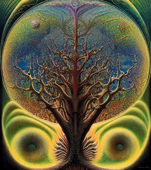 Image similar to tree of life by roger dean and andrew ferez, art forms of nature by ernst haeckel, divine chaos engine, symbolist, visionary, art nouveau, botanical fractal structures, organic, detailed, realistic, surreality