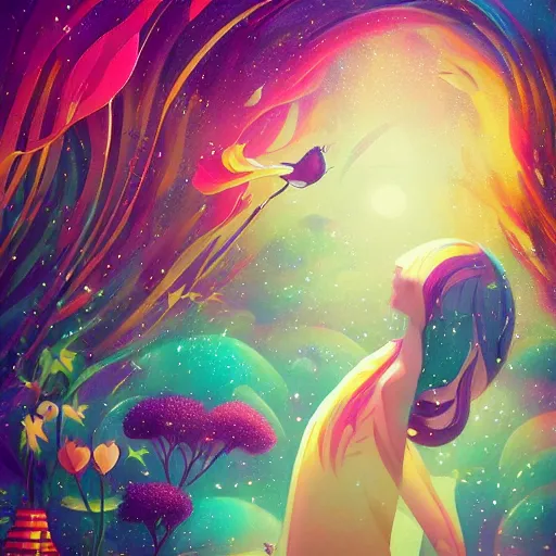 Prompt: colorful magical creature human animal by anna dittman, by chiho aoshima, by alena aenami