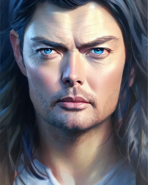 Prompt: karl urban!, audrey plaza, realistic shaded perfect face, fine details. anime. magali villeneuve, artgerm, jeremy lipkin and michael garmash and rob rey