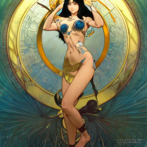 Image similar to highly detailed vfx portrait of nico robin, makoto shinkai, alphonse mucha, sharp focus, art by artgerm and greg rutkowski, backlit, harsh overhead sunlight, blue eyes, stanley kybric, pixiv