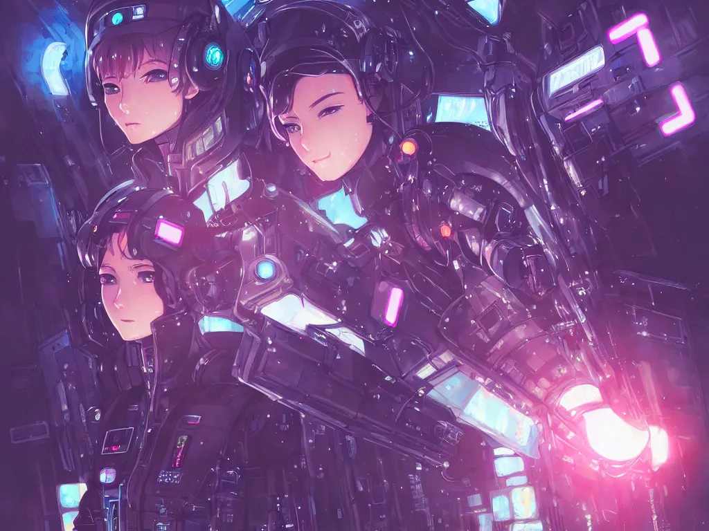 Image similar to portrait key anime visual futuristic female cyber airforce pilot, on cyberpunk neon light tokyo rainy rooftop, ssci - fi and fantasy, intricate and very beautiful, human structure, concept art, sharp focus, anime drawing by rossdraws and magali villeneuve, frostine engine