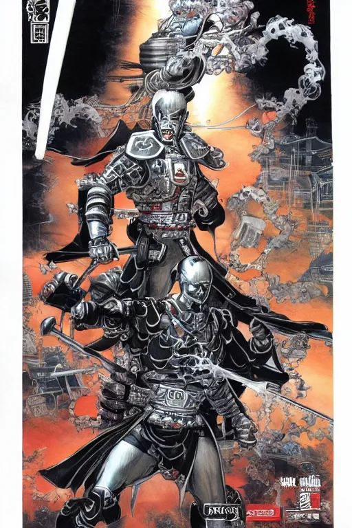 Image similar to cybernetic samurai general ghost by mark zug, travis charest, kev walker, jesper ejsing and paolo parente