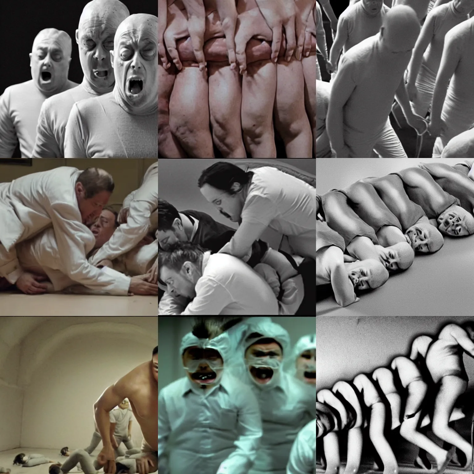 Prompt: a film still from the human centipede ( first sequence ) ( 2 0 0 9 )