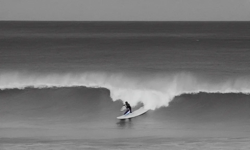 Image similar to photo of a surfer, surfing in the waves, film photography