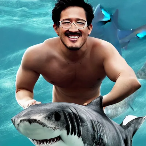 Image similar to markiplier as a shark