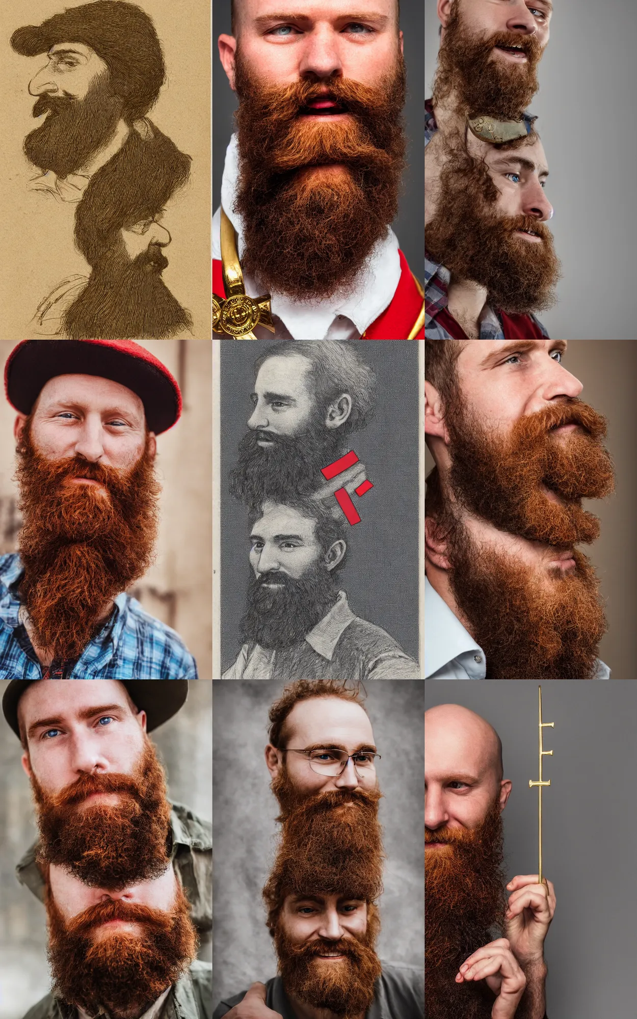 Prompt: red bearded engineer with gold cross on neck, smiley profile, high detailed