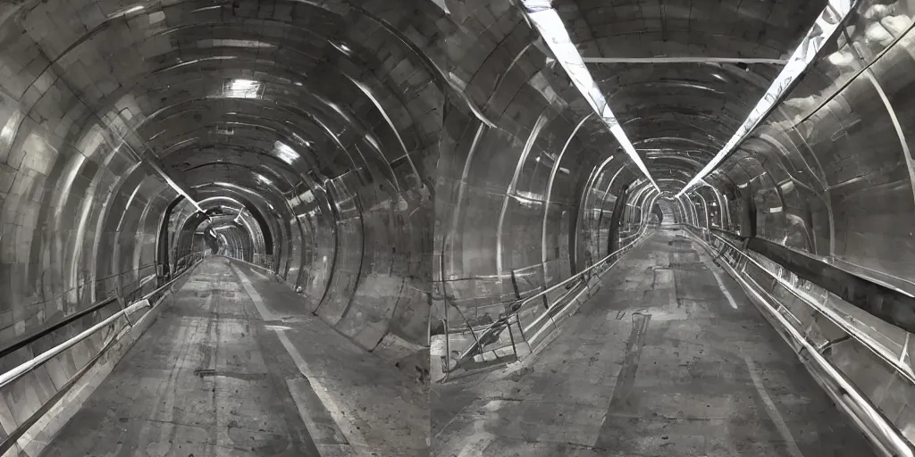 Image similar to aded steel industrial spaceship narrow tunnel catwalk sci - fi