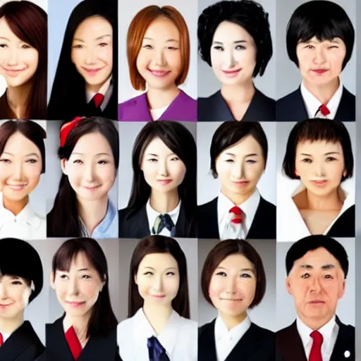 Prompt: face of japanese women and men