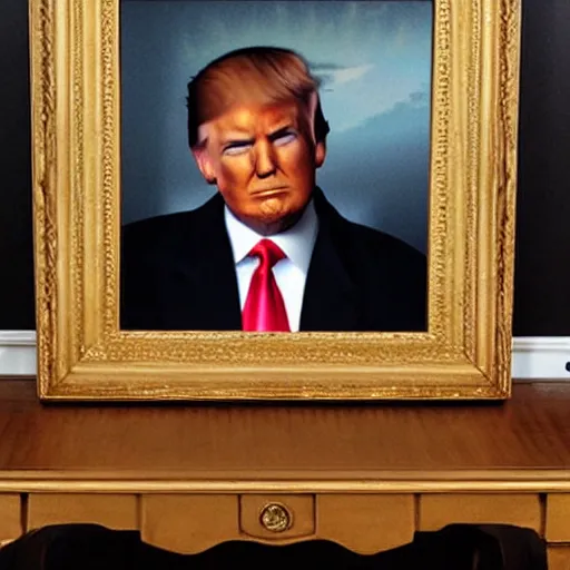 Prompt: donald trump, desk, orc, portrait,