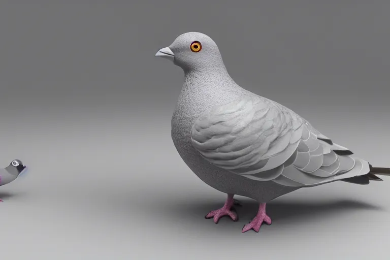 Image similar to a pigeon sculpted from clay, studio lighting, studio photography, 3 d model, 3 d render, unreal engine, octane render, cgi, 8 k