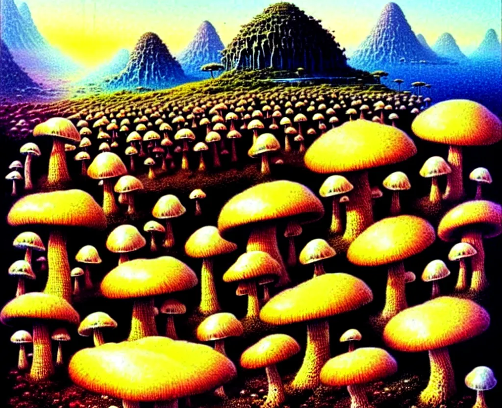 Image similar to amazing mushroom landscape by bruce pennington,
