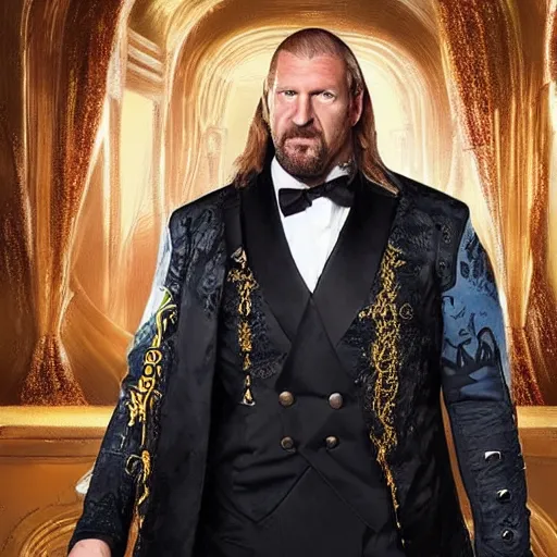 Image similar to Head-to-shoulder shot of Triple H as a Disney villain