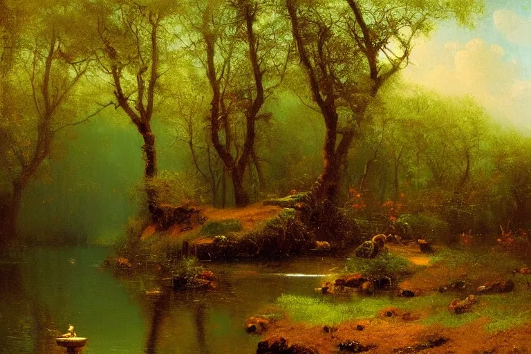 Prompt: painting of peacock irish butterflies by albert bierstadt, matte painting, beautiful, dark ambient, oil on canvas