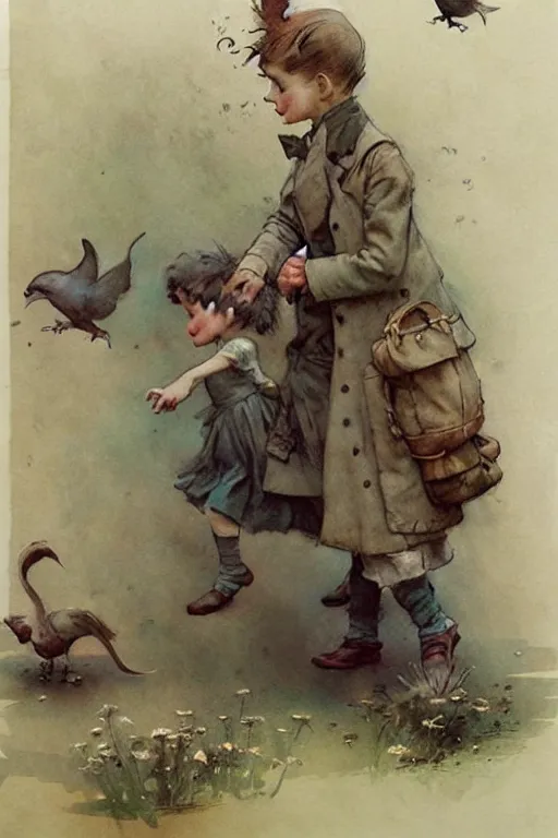 Image similar to (((((1950s storybook page layout. muted colors.))))) by Jean-Baptiste Monge !!!!!!!!!!!!!!!!!!!!!!!!!!!