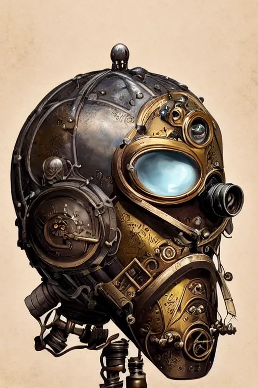 Image similar to steampunk helmet fantasy art mask robot ninja stylized digital illustration sharp focus, elegant intricate digital painting artstation concept art global illumination ray tracing advanced technology chaykin howard and campionpascale and cooke darwyn and davis jack