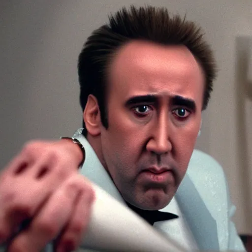 Prompt: nicolas cage doing coke on toilet seat