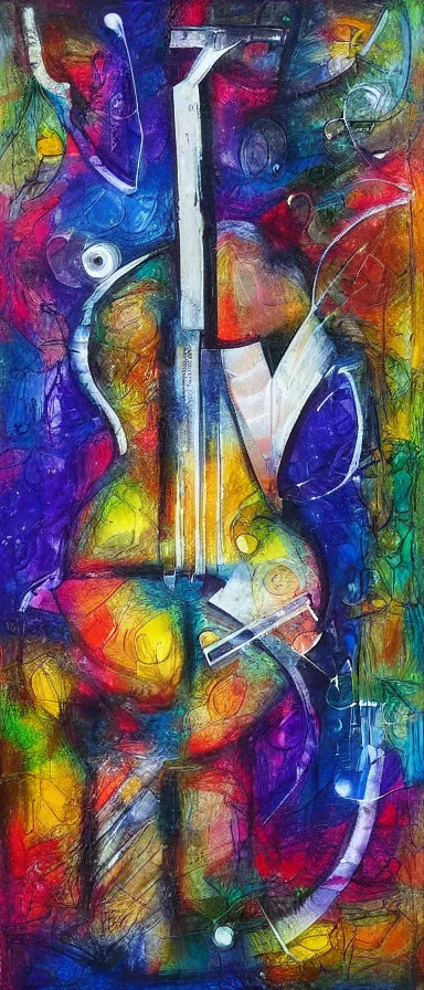 Image similar to abstract art depicting the feelings music gives, mixed media painting