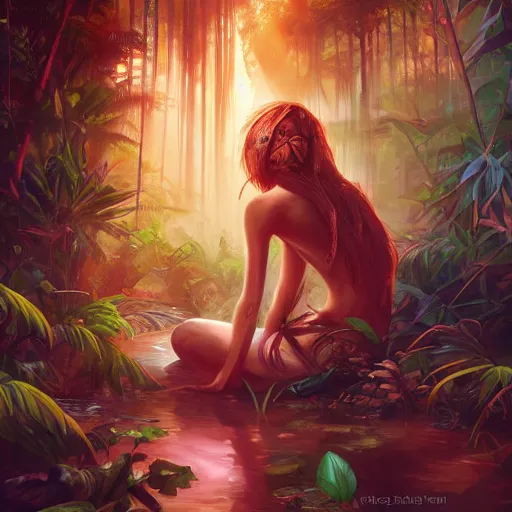 Image similar to at the heart of the jungle lies a mysterious secret, by ross tran, oil on canvas