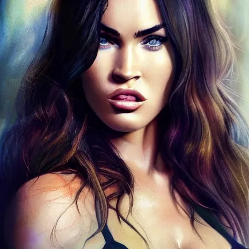 Prompt: megan fox sticking her tongue out at camera. long tongue! hyperrealistic portrait, photo realistic, poster, artstation, volumetric lighting, digital art, very detailed face by magali villeneuve