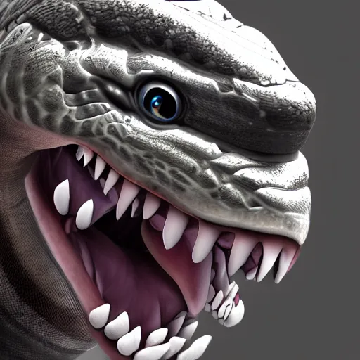 Image similar to photorealistic snake, fangs, epic, cinematic, albino digital artwork