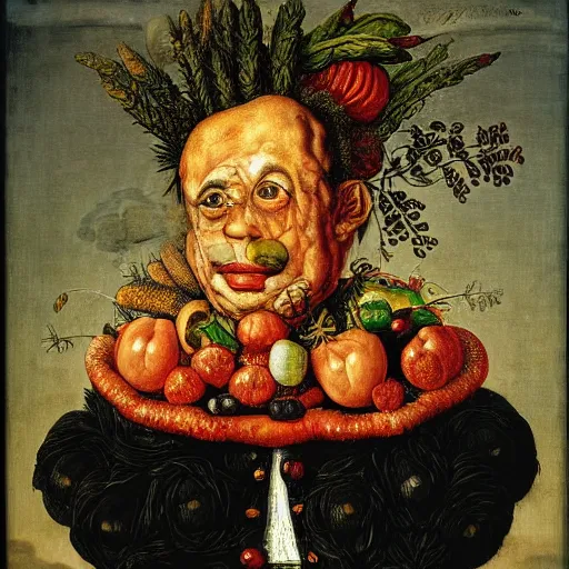 Image similar to Giuseppe Arcimboldo's fruit and vegetable portrait of Nicolas Sarkozy