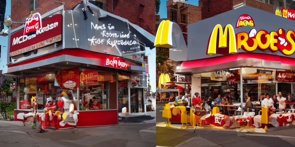 Prompt: mcdonald's versus burger king, battle of the burgers, epic, cinematic light