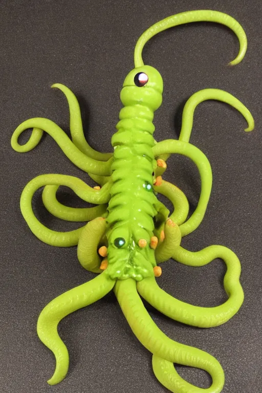 Image similar to caterpiller octopus kaiju action figure, vintage, 1980s