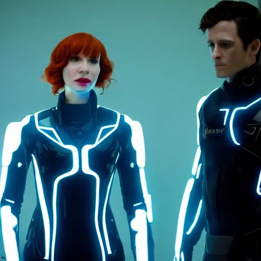 Prompt: movie still of christina hendricks in tron : legacy ( 2 0 1 0 )