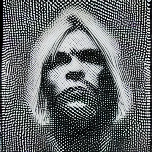 Image similar to kurt cobain op art,