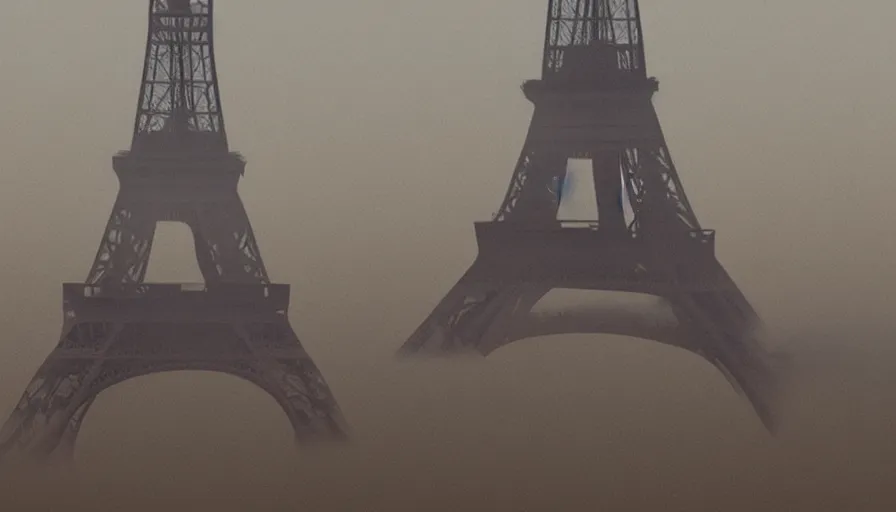 Prompt: Eiffel Tower under tons of sans during huge sandstorm, hyperdetailed, artstation, cgsociety, 8k