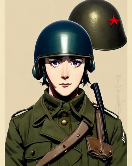 Image similar to ww 2 german soldier, snow, helmet | | very very anime!!!, fine - face, audrey plaza, realistic shaded perfect face, fine details. anime. realistic shaded lighting poster by ilya kuvshinov katsuhiro otomo ghost - in - the - shell, magali villeneuve, artgerm, jeremy lipkin and michael garmash and rob rey