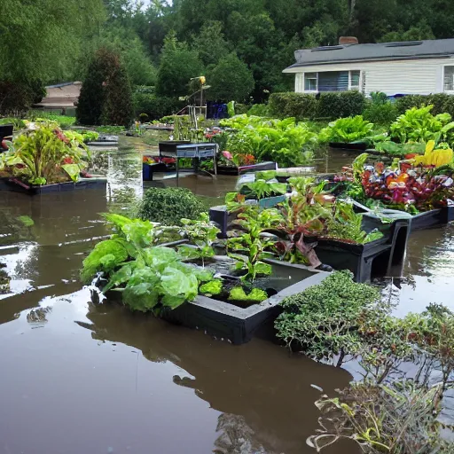 Image similar to The outdoor gardening center section of a Lowe's, completely flooded