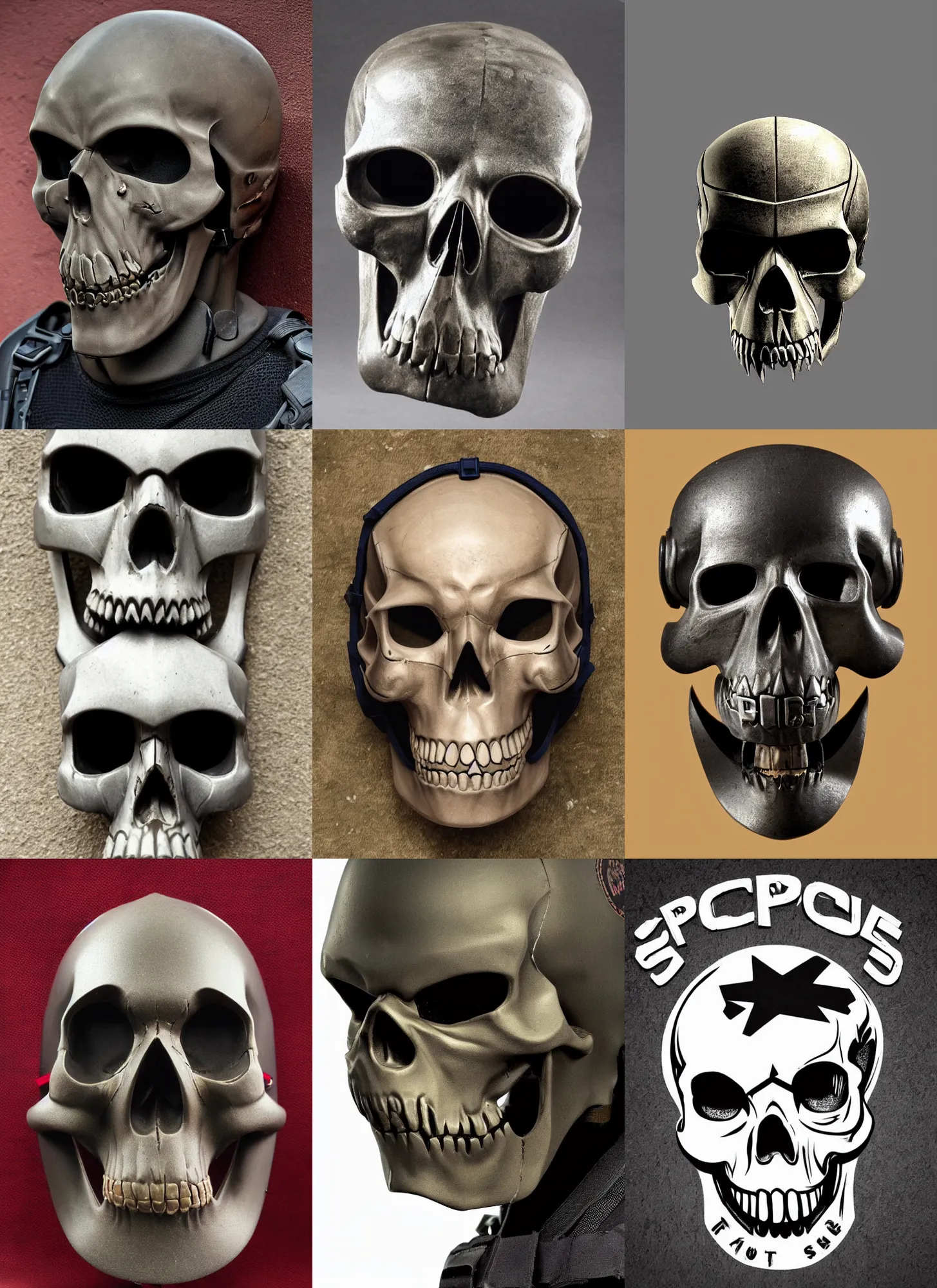 Prompt: spec ops mask, skull - logotype on helmet
