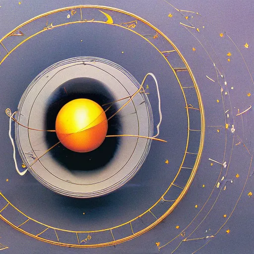 Image similar to a kinetic sculpture of this solar system, sun, orrery, canon 5 d 5 0 mm lens, papier - mache, studio, 1 9 7 6