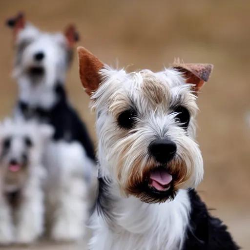 Prompt: glen of imaal terriers playing