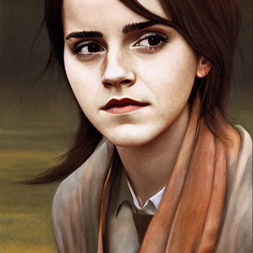 Image similar to emma watson by by Hasui Kawase by Richard Schmid