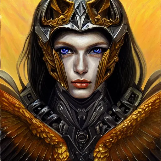 Image similar to portrait painting of a fallen angel paladin, sharp focus, high symmetry, award - winning, trending on artstation, masterpiece, highly detailed, intricate. art by terese nielsen