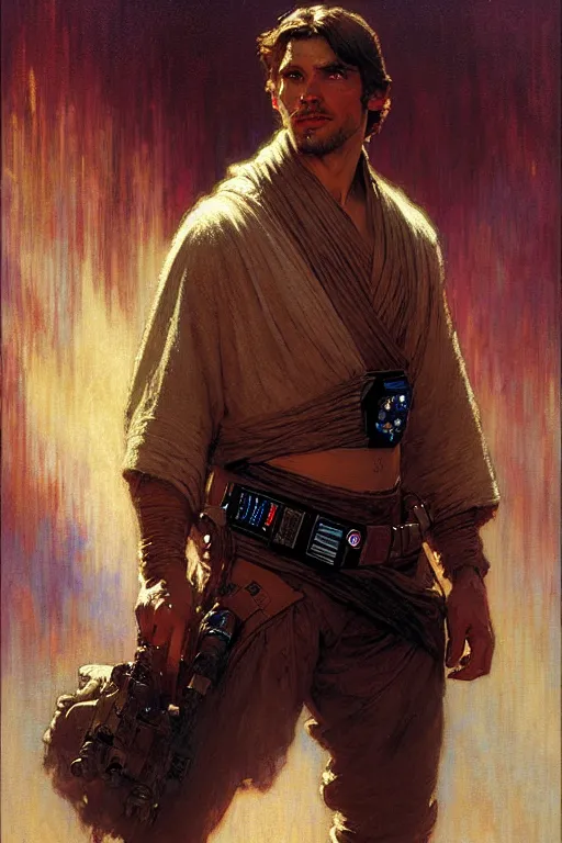 Image similar to attractive man, star wars, painting by gaston bussiere, craig mullins, greg rutkowski, alphonse mucha