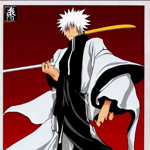 Image similar to bleach itchigo in bankai state, wearing black 3 / 4