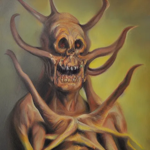 Image similar to creature, oil painting, horror