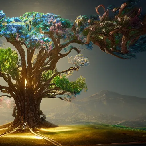 Prompt: tree of life 8 k 3 d 8 k resolution detailed painting maximalist trending on artstation unreal engine abstract matte background